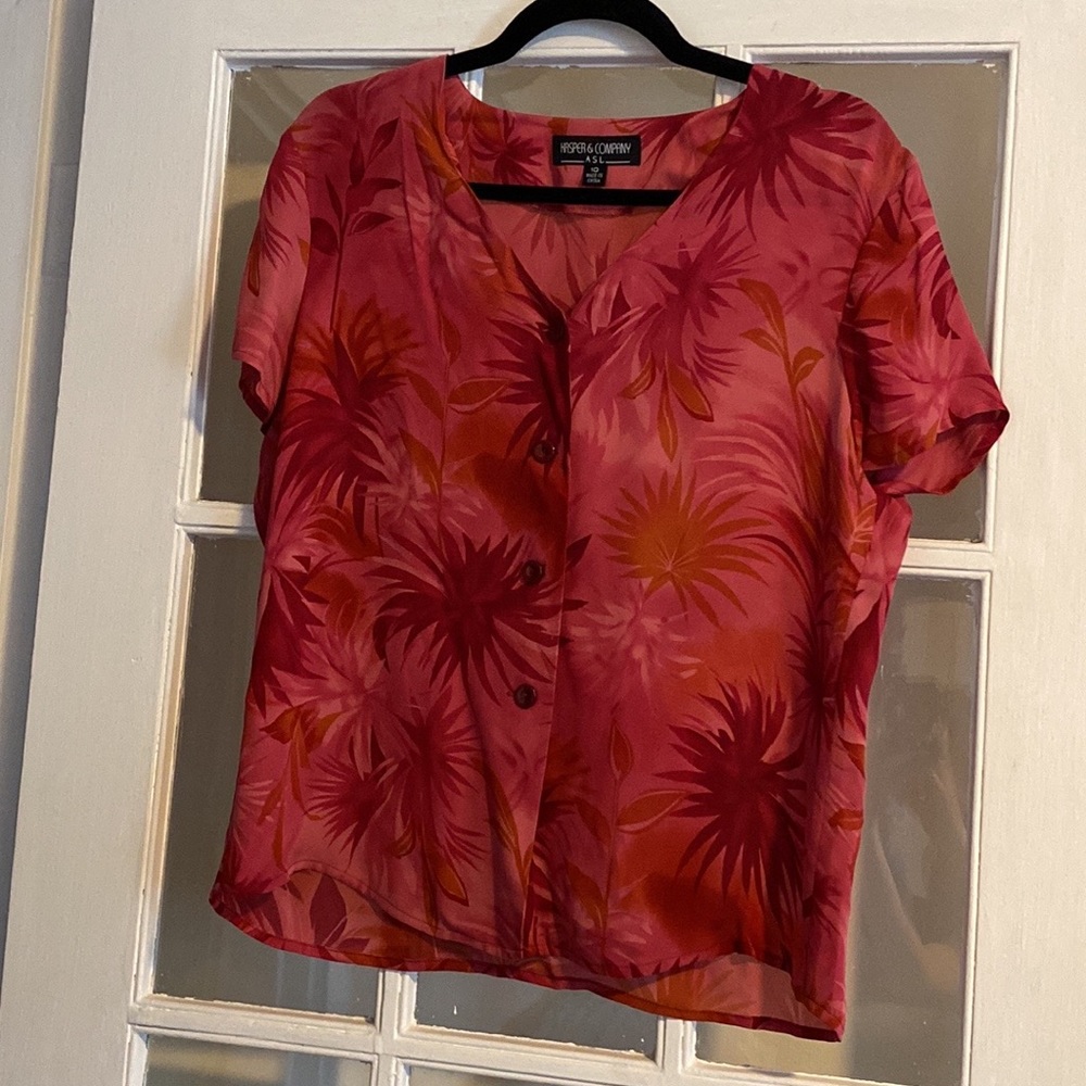 Pink silk patterned blouse - Picture 4 of 7